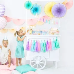 Party Delights Pastel Yellow & Gold Paper Fans (3Pk)< Hanging Decorations