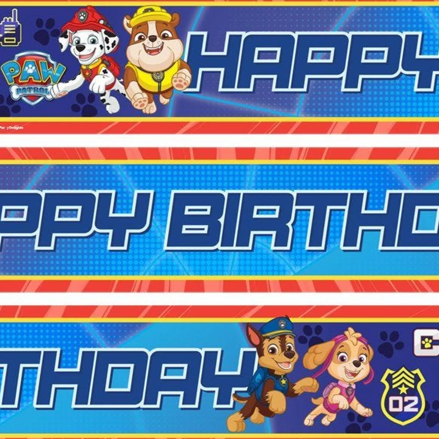 Party Delights Paw Patrol Paper Banners - 1M (3Pk)< Banners