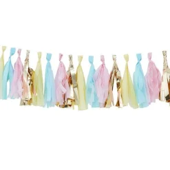 Party Delights Pick & Mix Pastel & Gold Tassel Garland - 2M< Hanging Decorations