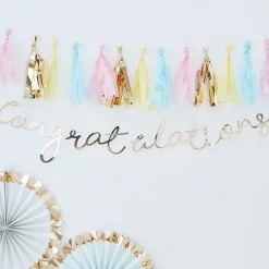 Party Delights Pick & Mix Pastel Gold 'Congratulations' Banner - 1.5M< Banners
