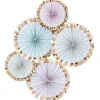 Party Delights Pick & Mix Pastel Gold Foiled Pastel Fan Decorations - 38Cm (5Pk)< Hanging Decorations