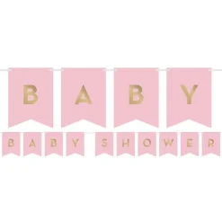 Party Delights Pink & Gold Customisable Ribbon Banner With Stickers - 1.7M< Banners