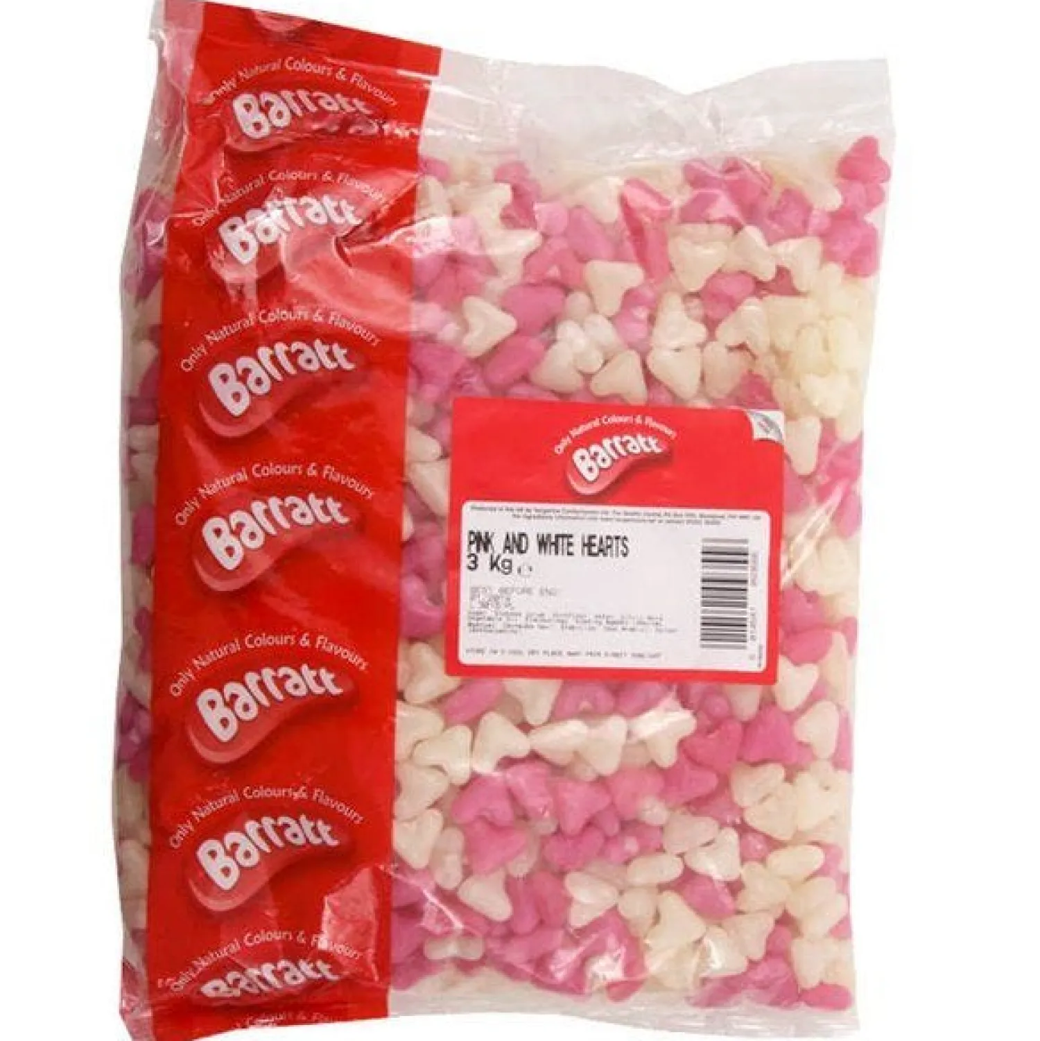 Party Delights Pink & White Jelly Love Hearts 3Kg Bulk Bag< Sweets