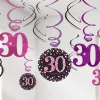Party Delights Pink Age 30 Hanging Swirls - 45Cm (12Pk)< Hanging Decorations