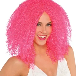 Party Delights Pink Crimped Wig< Wigs
