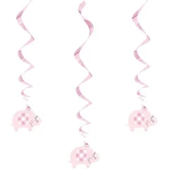 Party Delights Pink Floral Elephant Hanging Swirl Decorations - 66Cm (3Pk)< Hanging Decorations