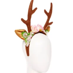Party Delights Pink Floral Reindeer Headband< Hats & Headwear