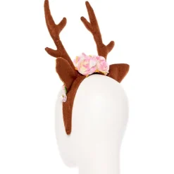 Party Delights Pink Floral Reindeer Headband< Hats & Headwear