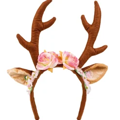 Party Delights Pink Floral Reindeer Headband< Hats & Headwear