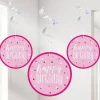 Party Delights Pink 'Happy Birthday' Hanging Swirls - 80Cm< Hanging Decorations