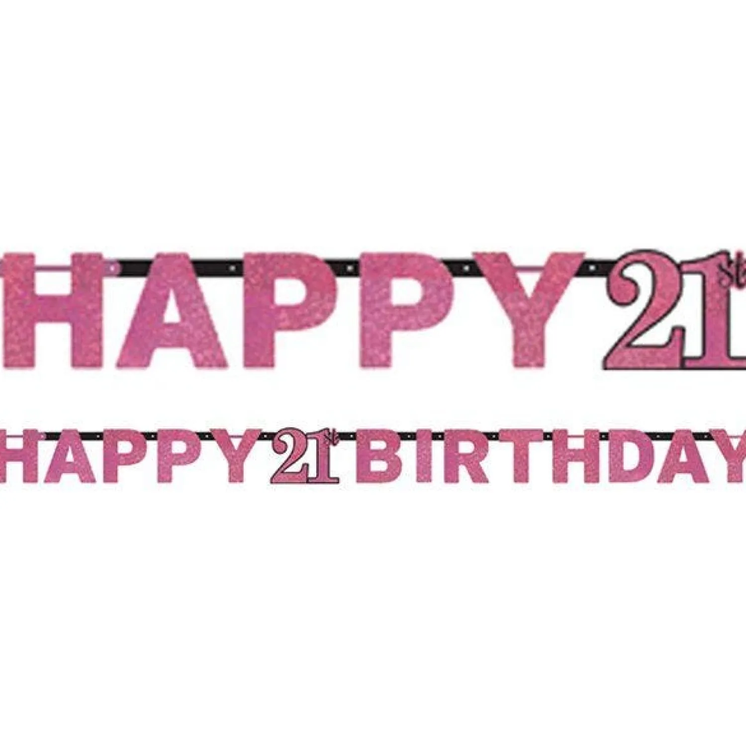 Party Delights Pink 'Happy 21St Birthday' Holographic Paper Letter Banner - 2M< Banners