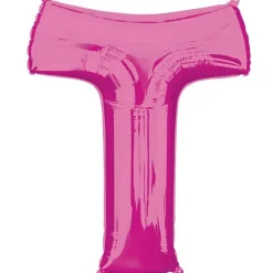 Party Delights Pink Letter T Air Filled Balloon - 16" Foil< Letter Balloons