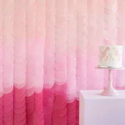 Party Delights Pink Ombre Tissue Paper Discs Backdrop< Party Backdrops