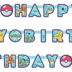 Party Delights Pokemon 'Happy Birthday' Paper Letter Banner - 2.1M< Banners