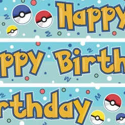 Party Delights Pokemon Style Paper Banners - 1M (3Pk)< Banners