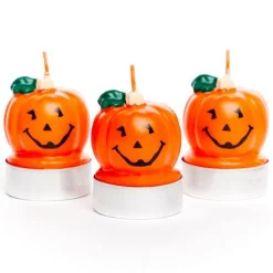 Pumpkin Tea Light Candles - 5Cm (3Pk)<Party Delights