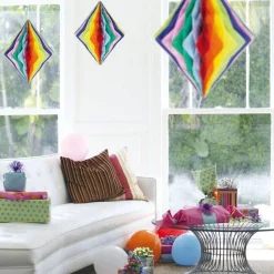 Party Delights Rainbow Honeycomb Diamond Decoration - 30Cm< Hanging Decorations