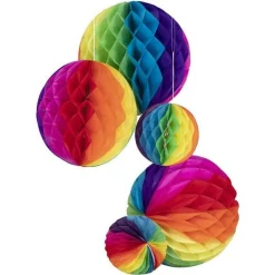 Party Delights Rainbow Honeycombs (5Pk)< Hanging Decorations