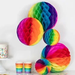 Party Delights Rainbow Honeycombs (5Pk)< Hanging Decorations