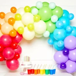 Party Delights Rainbow Latex Balloon Arch Garland - 78 Balloons< Arches & Clouds