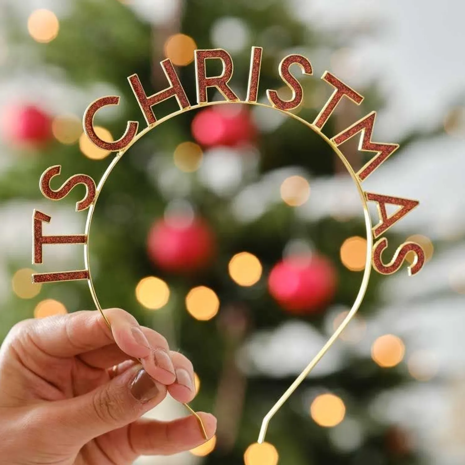 Red & Gold It's Christmas Metal Headband<Party Delights Outlet