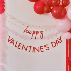 Party Delights Red & Pink Happy Valentines & Heart Paper Banners - 2.5M< Banners