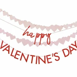 Party Delights Red & Pink Happy Valentines & Heart Paper Banners - 2.5M< Banners