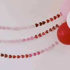 Party Delights Red & Pink Ombre Heart Paper Garland - 5M< Hanging Decorations
