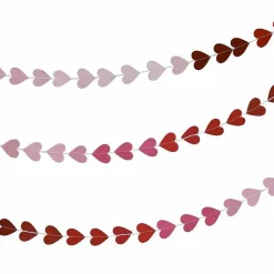 Party Delights Red & Pink Ombre Heart Paper Garland - 5M< Hanging Decorations