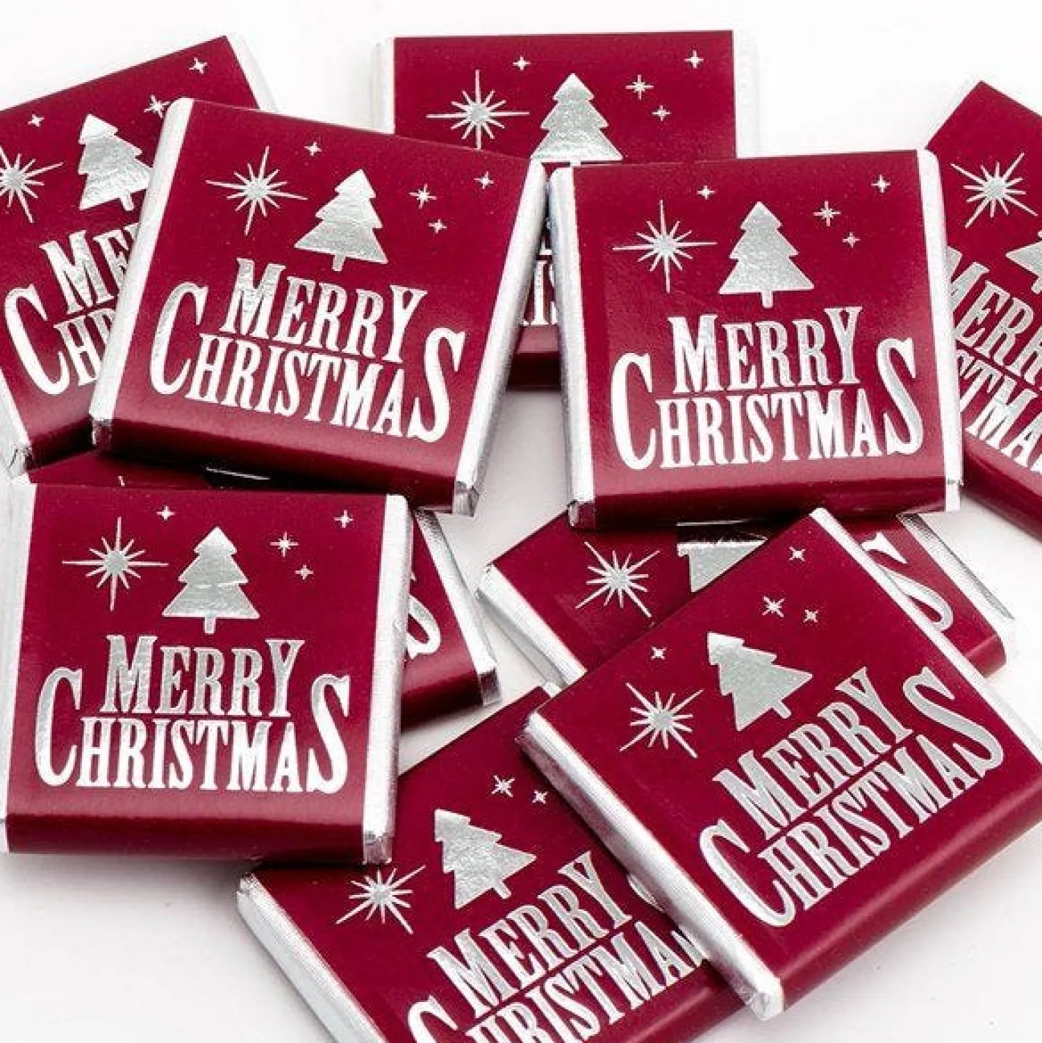 Red & Silver Merry Christmas Chocolate Neapolitans X50<Party Delights Hot