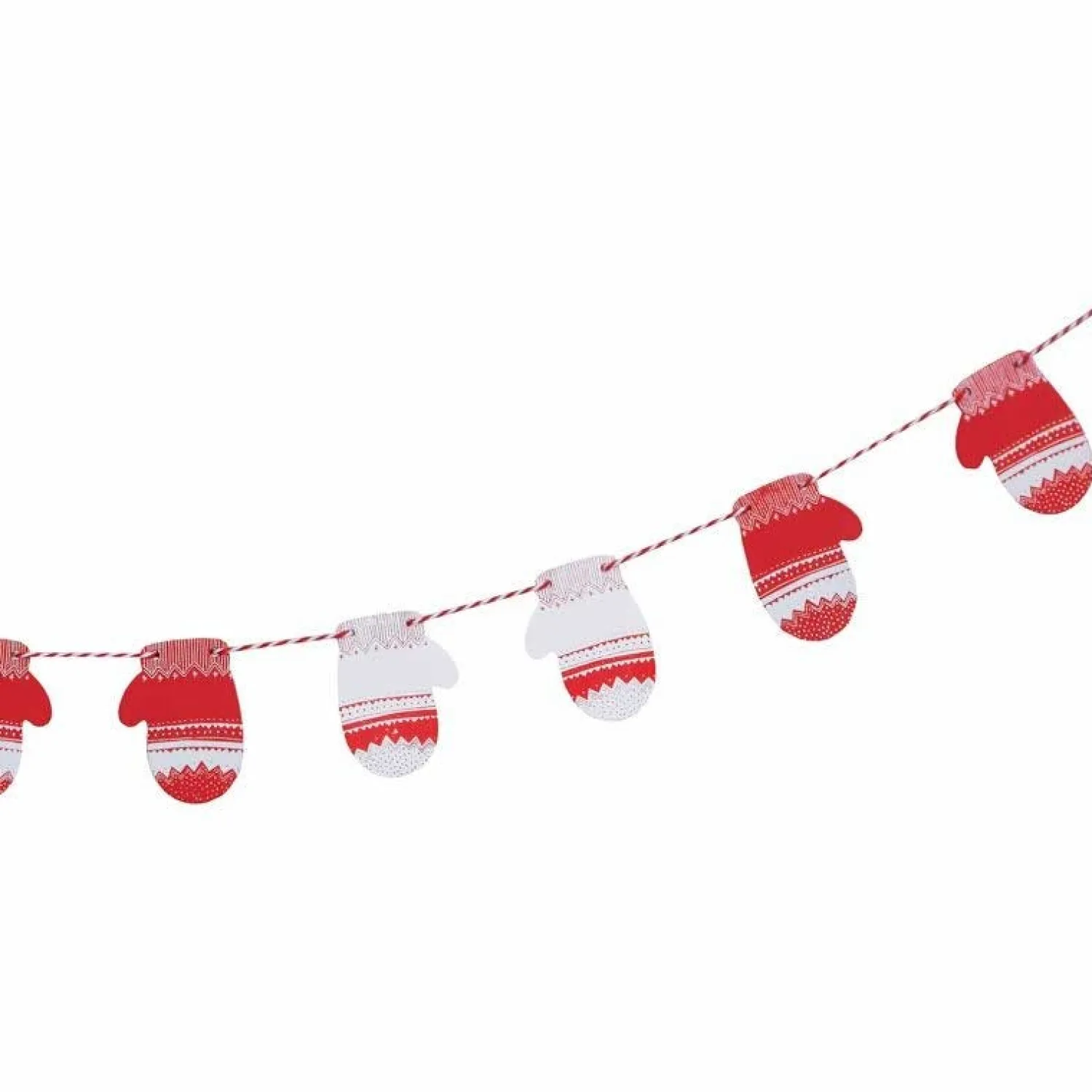 Red & White Festive Mitten Wooden Bunting - 1.5M<Party Delights Best