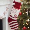 Red & White Knitted Stocking With Pocket - 50Cm<Party Delights Best