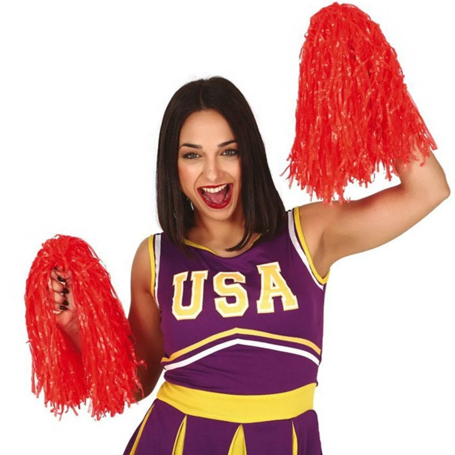 Party Delights Red Cheerleading Pom Poms - Standard Tinsel< Costume Props