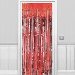 Party Delights Red Foil Door Curtain - 2.4M X 92Cm< Party Backdrops