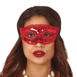 Party Delights Red Glitter Masquerade Mask< Masks
