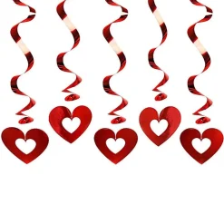 Party Delights Red Heart Hanging Swirls - 60Cm (5Pk)< Hanging Decorations