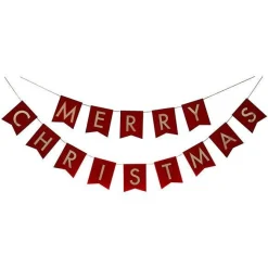Party Delights Red Merry Christmas Velvet Bunting - 2M< Bunting