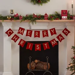 Party Delights Red Merry Christmas Velvet Bunting - 2M< Bunting