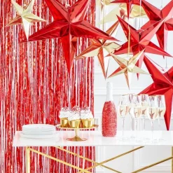 Red Paper Star Hanging Decoration - 30Cm<Party Delights Discount