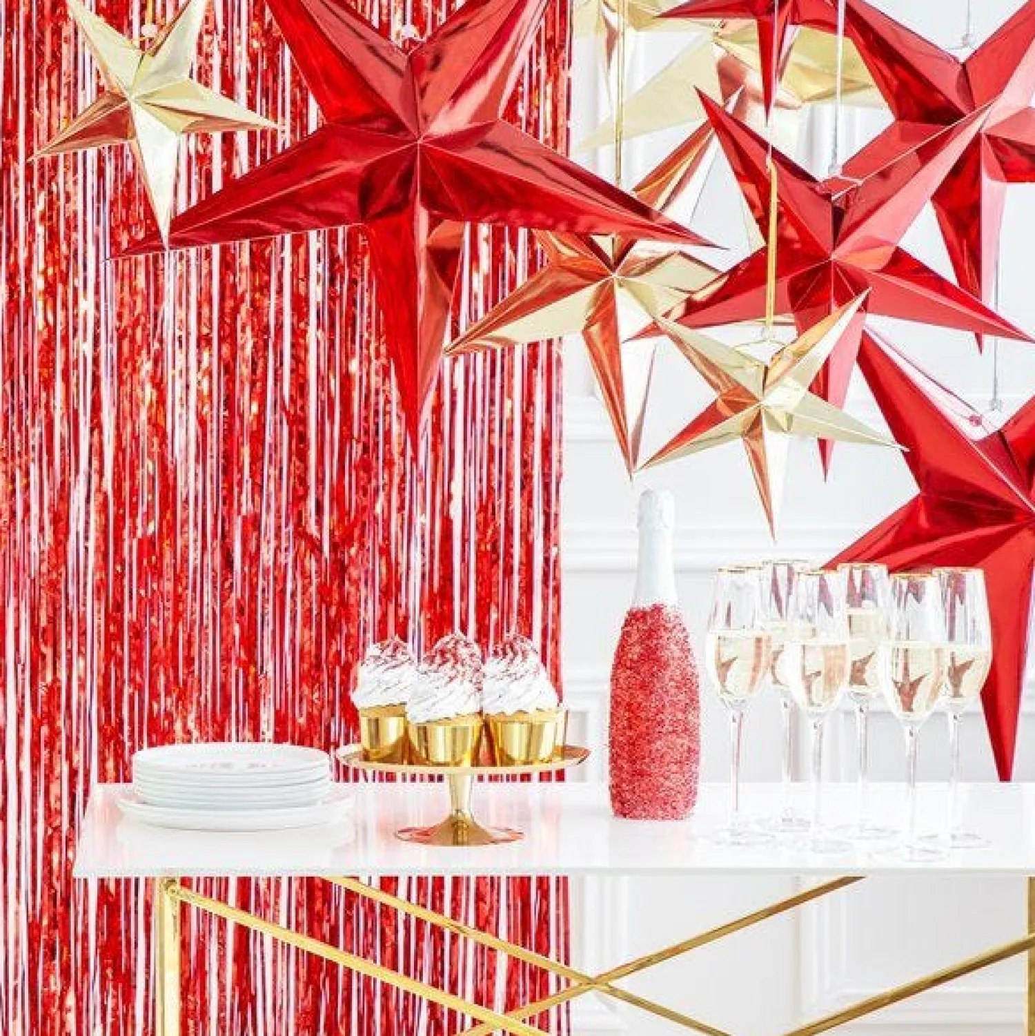 Red Paper Star Hanging Decoration - 30Cm<Party Delights Discount