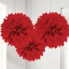 Party Delights Red Pom Pom Decorations - 40Cm (3Pk)< Hanging Decorations