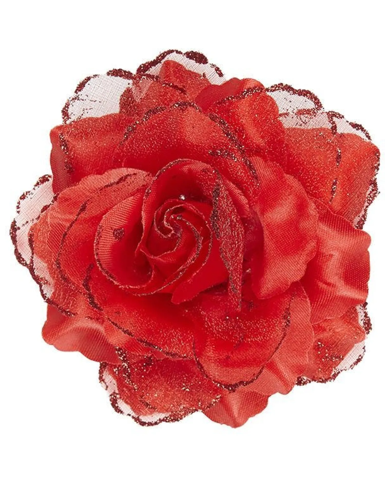 Red Rose Hair Clip With Glitter<Party Delights Best