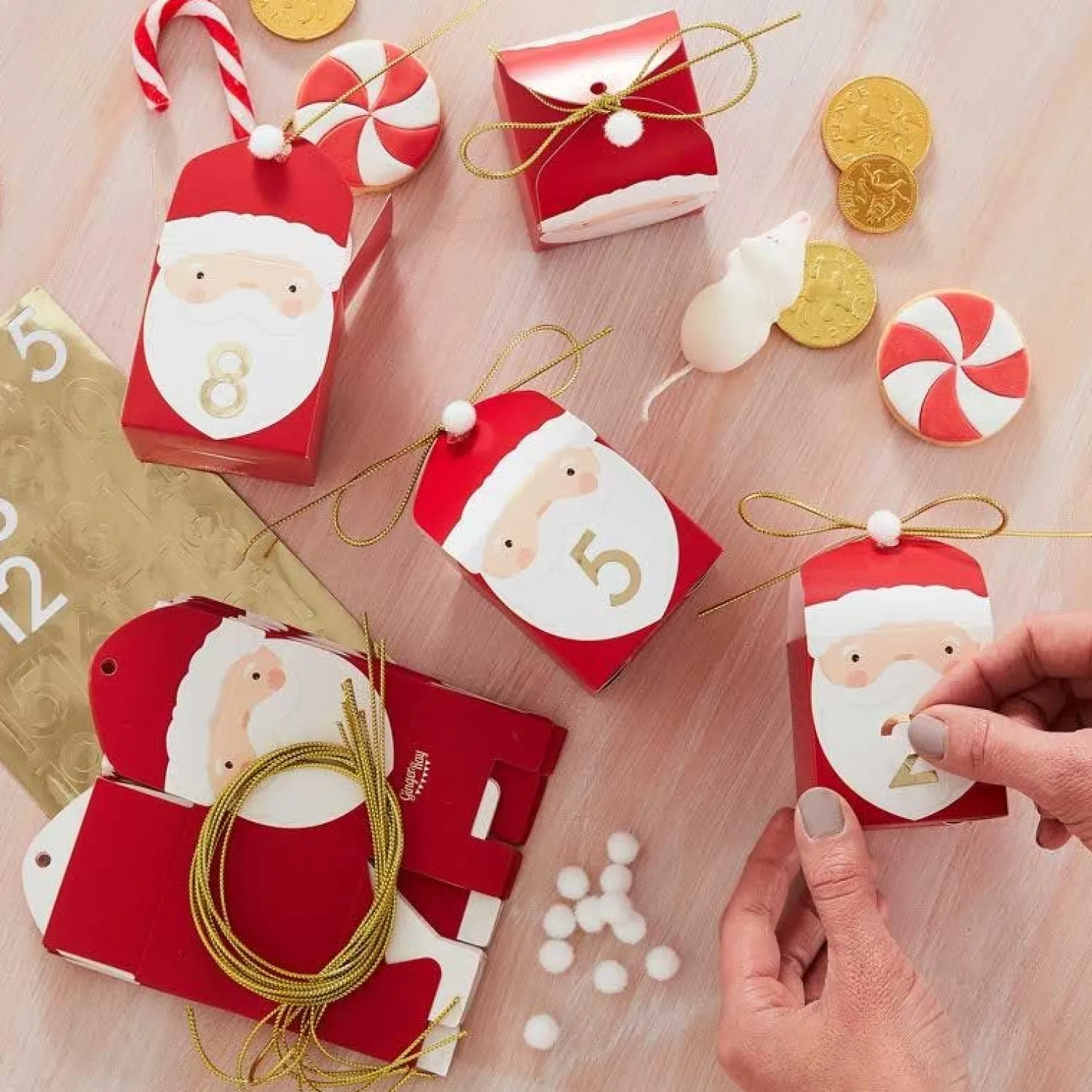 Red Santa Shaped Christmas Advent Calendar Boxes (24Pk)<Party Delights Hot