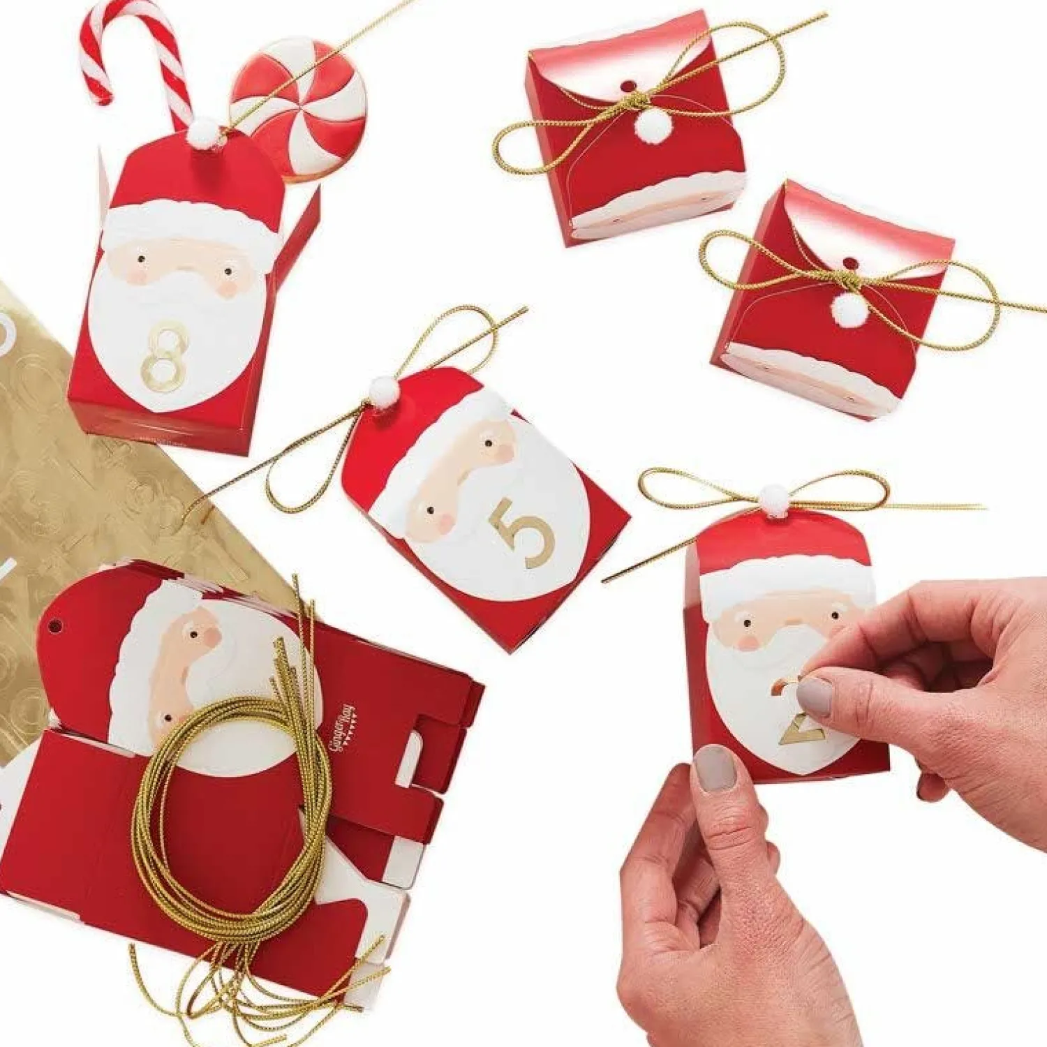 Red Santa Shaped Christmas Advent Calendar Boxes (24Pk)<Party Delights Hot