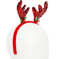 Party Delights Red Sequin Reindeer Headband< Hats & Headwear