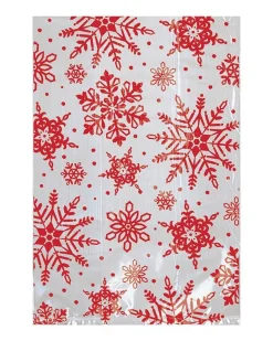 Red Snowflake Cello Bags 10Cm X 15Cm (25Pk)<Party Delights Discount