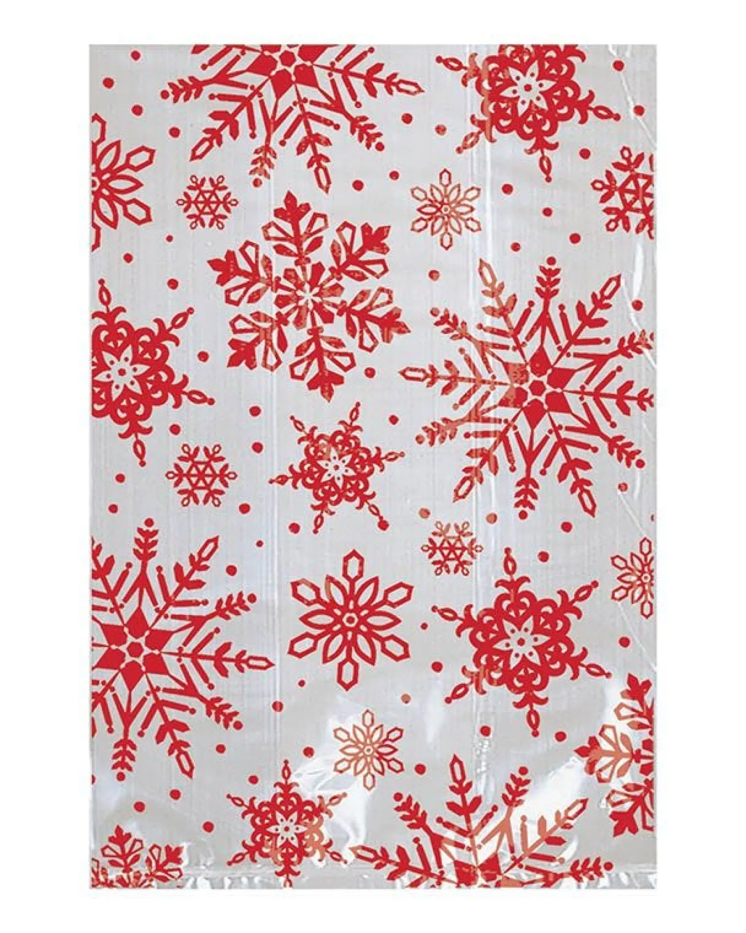 Red Snowflake Cello Bags 10Cm X 15Cm (25Pk)<Party Delights Discount