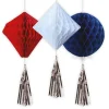 Party Delights Red, White & Blue Honeycombs With Tassels - 45Cm (3Pk)< Hanging Decorations