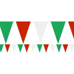 Party Delights Red, White & Green Plastic Bunting – 9M< Bunting