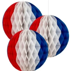 Party Delights Red, White &Blue Honeycomb Decoration - 16Cm (3Pk)< Hanging Decorations
